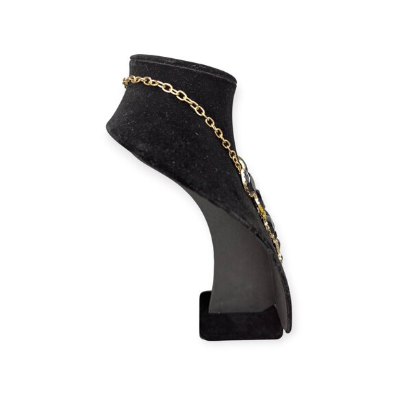 Gold Tone & Black Faceted Gems Statement Bib Necklace w/ Lobster Claw Clasp - Picture 5 of 11